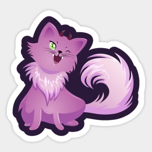 Pink Monster Cat For Halloween Sticker